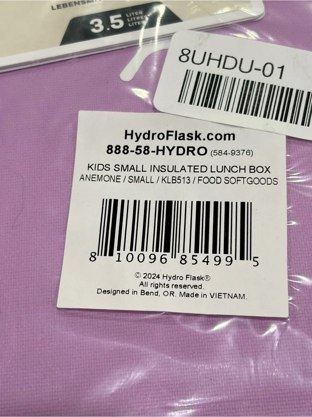 Hydro Flask Kids Small Insulated Lunch Box Purple Pink NWT Fabric Double-Wall